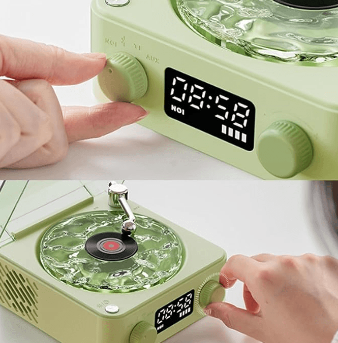 ViralVinyl - Mini Retro Głośnik Bluetooth z Białym Szumem, Podświetleniem RGB 🎵