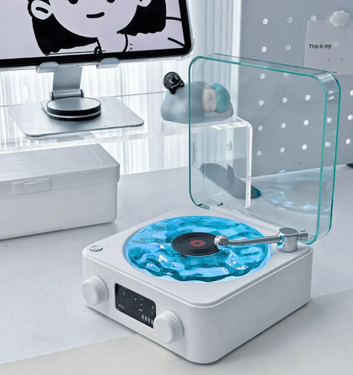 ViralVinyl - Mini Retro Głośnik Bluetooth z Białym Szumem, Podświetleniem RGB 🎵