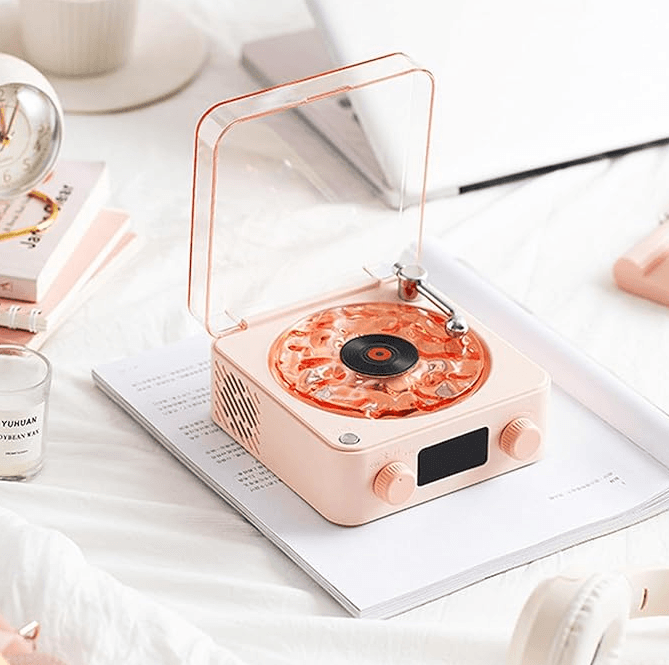 ViralVinyl - Mini Retro Głośnik Bluetooth z Białym Szumem, Podświetleniem RGB 🎵