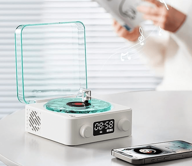 ViralVinyl - Mini Retro Głośnik Bluetooth z Białym Szumem, Podświetleniem RGB 🎵